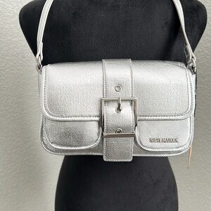 Steve Madden Silver Bucket  Baguette Shoulder Bag